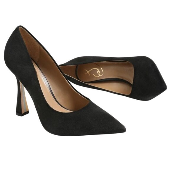 Sam Edelman Antonia Pointed Toe Spool Heel Pump Black Suede Women's Size 10.5M - Picture 1 of 7